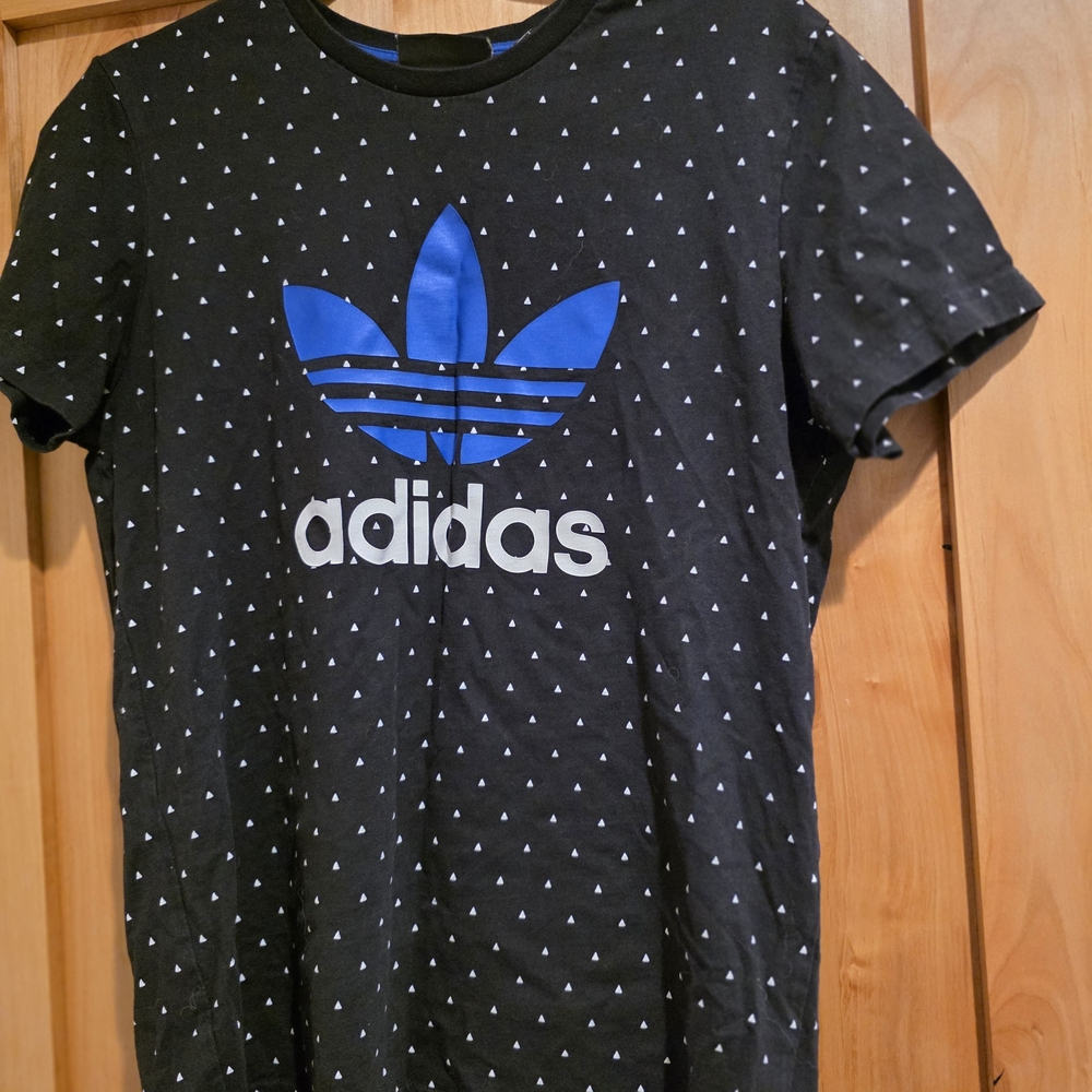 Adidas By Pharrell Williams Navy Tee with Blue Trefoil and White Dots